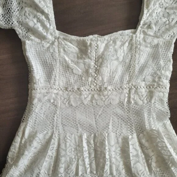 Free People Ivory Be Your Baby Lace Baby doll Dress Size Large - Picture 7 of 9